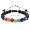 Beaded Mens 7 Chakra Lava Rock Charms Strand Bracelets Essential Oils Diffuser Natural Stone Chain Bangle For Womens Crafts Dhgarden Dhg0X