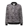 Kvinnors jackor leopard tryckt kvinnors bomberjacka mode långärmad zip upp kausal kappa toppar eleganta damer slim kort