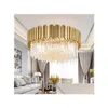 Chandeliers Modern Led Crystal Chandelier For Living Room Bedroom Kitchen Luxury Gold Round Chain Light Fixtures Drop Delivery Light Dhfr5