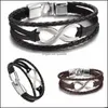 Charm Bracelets Mens Lucky Digital 8 Bangles Bandage Brand Women Men Leather Drop Delivery Jewelry Dhjhn