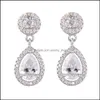 Stud Marque Sier Or Cubique Zircon De Mariée Fiançailles Waterdrop Cz Boucles D'oreilles Pour Femmes Bijoux De Mariage Cadeau En Gros Drop Livraison Otb5X