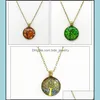 Pendant Necklaces The Tree Of Life Necklace Dome Glass Jewelry Vintage Bronze Chain Long Statement Abstract Philosophical Drop Deliv Dhjiu