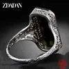 Anello solitario ZDADAN 925 Sterling Silver Big Square Smeraldo Pietra preziosa per le donne Gioielli da sposa cessori all'ingrosso Y2302