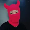 Basker 1 hål full ansikte hatt utomhus skidåkning mask vinter ox horn stickad mössa hattar mode balaclava vindtät varma skallar mössa