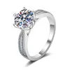 Solitaire Ring 0.5-2ct Classic Moissanite noivado D Color VVs criou o laboratório Diamond Serling Silver S para mulheres jóias de noiva Y2302