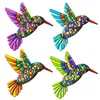 Figurine decorative 4 pezzi Colibrì in metallo Decorazioni per pareti 3D Decorazioni per uccelli all'aperto Decorazioni per giardini Figurine Sculture in ferro Ornamenti appesi