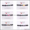 Beaded Strands Fashion Mens Natural Stone Cross Charm Bracelets Black Matte Beaded Handmade Women Men Healing Nce Prayer Drop Deliv Otyor