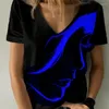 Kadın T Shirtler 2023 Kadın Portre Tişört Yaz Siyah Beyaz / 3D Baskılı Top V yaka Basic Casual Artı Boyut