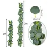 Dekorativa blommor 1/2m Artificial Green Eucalyptus Leaf Garland Vine Party Wedding Decoration Fake Ivy lövverk för hemträdgård