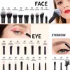 メイクアップツールDucare Black Makeup Brush Professional Eyeshadow Foundation Powder Soft Synthetic Hair Brushes Brochas Maquillaje 230203