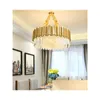 Chandeliers Modern Led Crystal Chandelier For Living Room Bedroom Kitchen Luxury Gold Round Chain Light Fixtures Drop Delivery Light Dhfr5