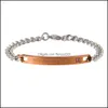 Link Chain Stainless Steel Couple Bracelet For Women Men His Queen Her King Lover Charm Bangles Beauty Beast Designer Jewelry 1Pc D Otsx4