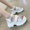 Sandaler Summer Women's Wedge Heels Chain Shoes Women Beach Flip Flops Platform Casual Sandalias Breattable Walking Slippers 8cm