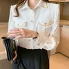 نساء Polos jsxdhk S-XXL 2023 Spring Runway Designer White Shirt Tops Fashion Women