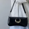 Evening Bags Fashion Design Womens Underarm Moon Locking Buckle Female Shoulder PU Leather Ladies Crossbody Purse Handbags 230203