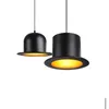 Lampes suspendues Lustre rétro Jazz chapeau haut-de-forme lampe en aluminium 110V 220V E27 extérieur noir à l'intérieur de la barre d'or comptoir chambre café goutte de DH518