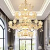 Lustres Lustre de luxe européen LED lumières en alliage de Zinc Duplex appartement Hall grande lampe suspendue cristal verre Villa salon luminaires