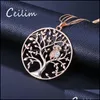 Pendentif Colliers Petit Hibou Collier Arbre De Vie Femmes Rose Or Sier Couleur Chaîne Creux Longs Pendentifs Bijoux Cadeaux De Mode Drop De Otcwj