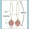 Dangle lustre résine pierre boucles d'oreilles Druzy Drusy pour femmes plaqué or rond cercle forme oreille bijoux de mariage cadeaux goutte livrer Otbzr