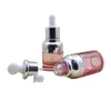 Förvaringsflaskor 20 ml 30 ml rosa glas eterisk oljeflaska dropper pipett silver lock vit topp comestic förpackning påfyllningsbar behållare