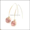 Dangle lustre résine pierre boucles d'oreilles Druzy Drusy pour femmes plaqué or rond cercle forme oreille bijoux de mariage cadeaux goutte livrer Otbzr