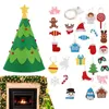 Decorazioni natalizie Albero in feltro fai-da-te con pupazzo di neve Ornamenti appesi Natale falso Giocattoli fatti a mano per bambini Festa a tema anno
