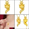 Anhänger Halsketten 24 Karat Gelbgold Charme Für Frauen Halskette Kette Choker Collier Schmuck Zubehör Party Geschenke Drop Lieferung Anhänger Dhzvw