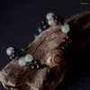 STRAND Chinese wind Lubolar Rode Sandelhout Etnische sieraden Vintage Bracelet Aventurine Quartz Handgemaakte dagkralen