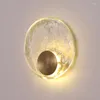 Wall Lamp Art Designer Copper Material Crystal In Round Shape LED Light Source Bedroom