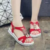 Sandals For Women Casual Beach Outdoor Vintage Beading Flip Flop Metal Decoration Ladies Flat Shoes Big Size 36-40