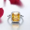 Anéis de casamento imitação de luxo amarelo cristal moda prata cor cz jóias de zircão charmosa jóias femininas bijoux