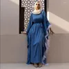 Etnische kleding nieuwste elegante vleermuis mouwen lange moslim peignoir vrouwelijke jurk tassel ontwerp mantel Dubai islamitische kalkoen abaya f1974