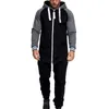 Men's Tracksuits FallWinter Pajamas Onesie Adult Home Wear Patchwork Casual Hoodie Printed Zipper Suit 230203