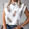 Damesblouses Shirts Mode Dames Elegant Lippen Print Tops en blouse Zomer Dames Kantoor Casual Stand Hals Truien Oog Blusa 230202