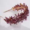 Joyería para el cabello de boda, tiaras y coronas rojas de vino de lujo hechas a mano para novia, diadema nupcial, accesorios de disfraz para mujer 230202