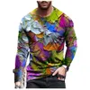 Herr t-shirts Summer Hip-Hop Men's 3D T-shirt tecknad utskrift tredimensionellt mönster Långärmad avslappnad modesport 230203