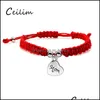 Cadeia de link Fashion Red corda vermelha made theave bacelets sortudos para mam￣e Sier Gold Plating Alloy Charms de A￧￣o de Gra￧as Drop Del Del Otjpi