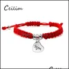 Cadena de eslabones Moda Cuerda roja Tejido hecho a mano Pulseras afortunadas para mamá Sier Chapado en oro Aleación Letra Encantos Regalo de Acción de Gracias Gota del Otjpi