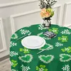 Tafelkleed St. Patricks Day Round Table Cloth 60 inch Shamrock Heart Polyester Cover Mat Lace voor eetkeuken bruiloft