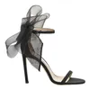 Sandals 2023 Diamond Line Women's High Heels Slim Flower Bowknot Temperament Versatile Banquet Shoes