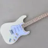 6 Strings Cream Relic Electric Guitar with SSS Pickups Scalloped Yellow Maple Fretboard Customizable