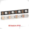 Paski LED 5M 60 LED / M WS2812B WS2812 Pixels White PCB Wodoodporność WS2811 IC 5050 RGB SMD Cyfrowy kolor Elastyczny pasek 5V Dr Dhpij