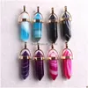 Charms Fashion Stripe Light Blue Pink Onyx Stone Shape Point Chakra Gold Pendants For Jewelry Making Wholesale Drop Delivery Dhgarden Dh5Gz