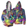 Hoodies masculinos Cosmos hippie colorido com moleto