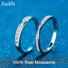 솔리테어 링 925 스털링 실버 패스 다이아몬드 테스트 라운드 우수 컷 0.27 CT Moissanite for Women Half Eternity Stkable Wedding Band Y2302