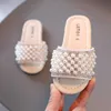 Slipper Princess Girls Summer 2022 Kids Sandals Slides Beach Swimming Bath Slippers For Children Bling Pearls Beading Soft Chic 0203