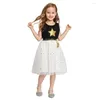 Girl Dresses Baby Little Star Sequins Dress Summer Kids Sleeveless Frocks Children Floral Gown Child Lace Tulle Tutu 2 3 4 5 6 7 8 Yrs