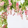 Decoratieve bloemen 2m kunstmatige gesimuleerde wisteria rattan bloem hydrangea blad wijnstok bruiloft planten huis badkamer muur arrangement