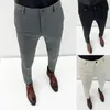 Мужские брючные костюмы Hombre Pantalones, осенние стрейч-тонкие строгие брюки для модного повседневного платья в полоску, одежда 230203