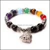 Charm Bracelets Chakra Men Jewelry Women 7 Crystals Stone Pray Mala Heart Bracelet Drop Delivery Dhiyp